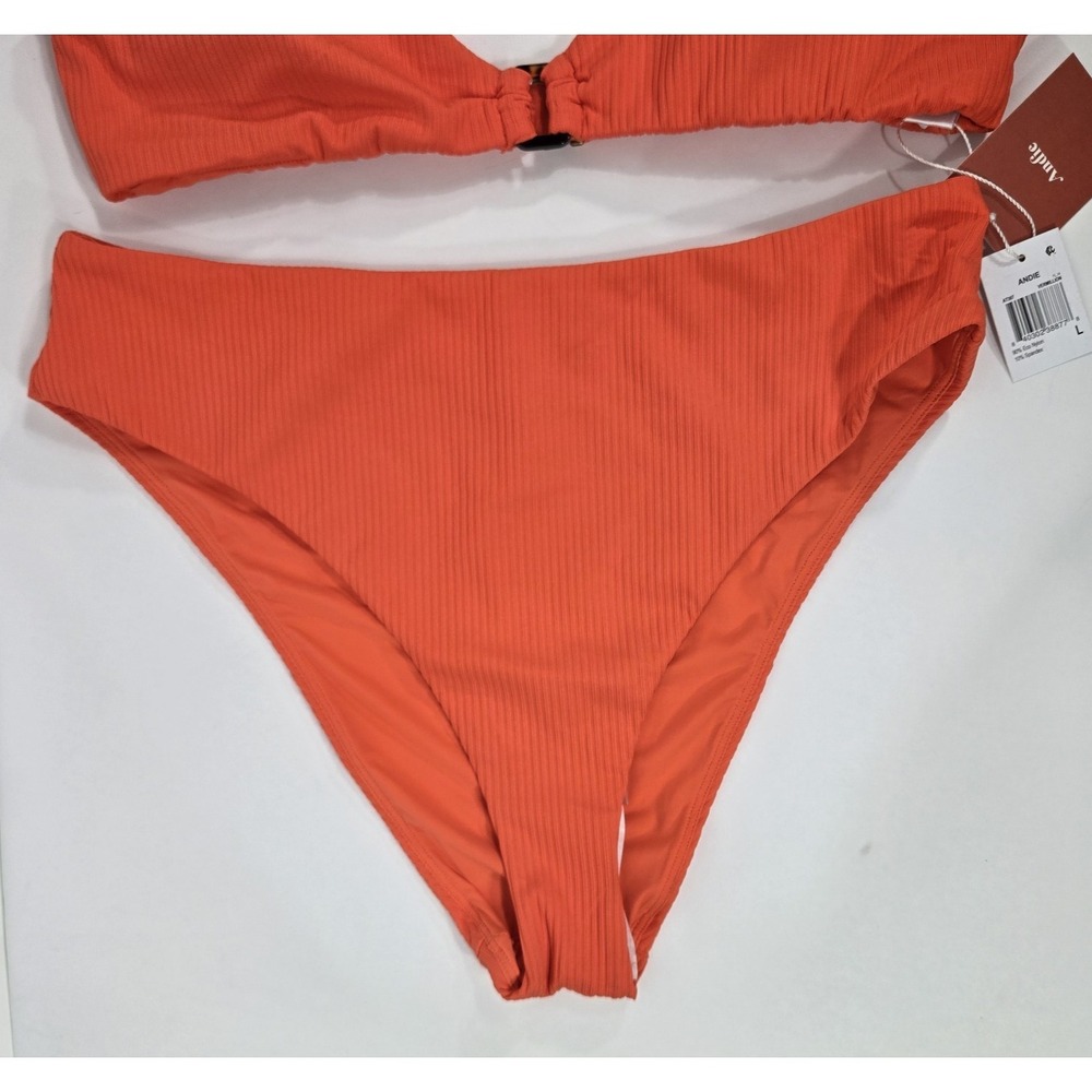 Andie Swim Womens Large 2-Piece Orange Vermillion Bikini NWT - Picture 3 of 11